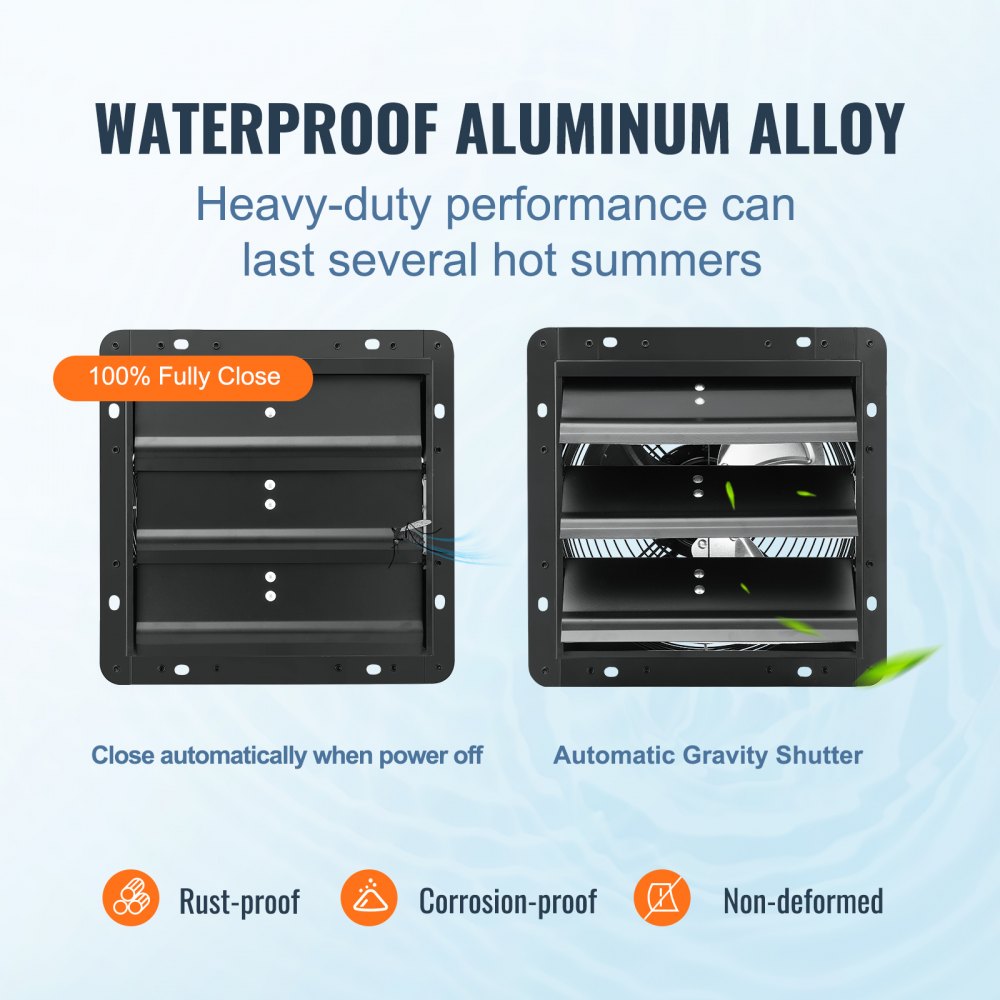 VEVOR exhaust fan, 254 mm, temperature and humidity controller, EC motor, 843 CFM, wall-mounted fan with speed control, ventilation and cooling for greenhouses, garages, sheds