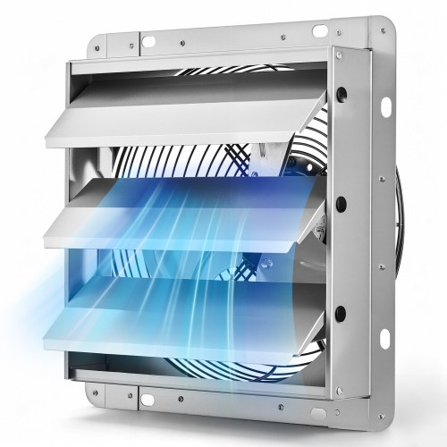 VEVOR Ventilatore Estrattore con Serranda 268 mm 812 CFM Alette Automatiche, Aspiratore da Parete, Struttura in Acciaio, Motore AC a Basso Rumore, per Sottotetto, Garage, Fienile e Serra, Argento