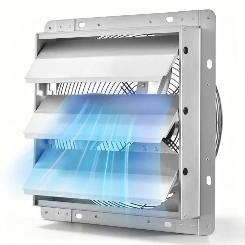 VEVOR Ventilatore Estrattore con Serranda 312mm 1250CFM Alette Automatiche, Aspiratore da Parete, Struttura in Acciaio, Motore AC a Basso Rumore, per Sottotetto, Garage, Fienile e Serra, Argento