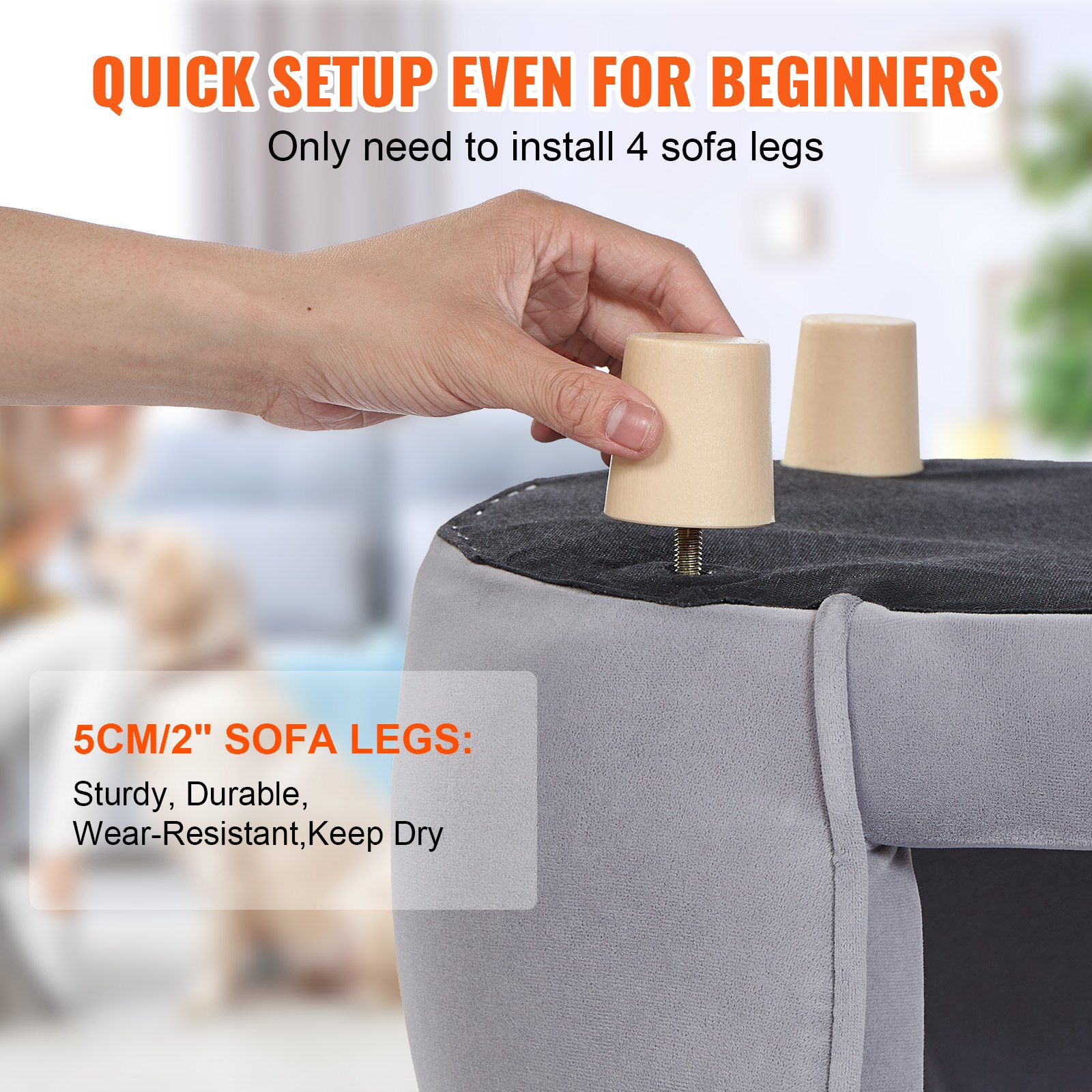 VEVOR Divano per Animali Domestici, Velvet Divano per Cani e Gatti di Piccola Taglia, Divano Letto per Cani Morbido e Vellutato, Letto Cani Gatti con Caricamento di 30 kg con Puntello, Grigio Scuro