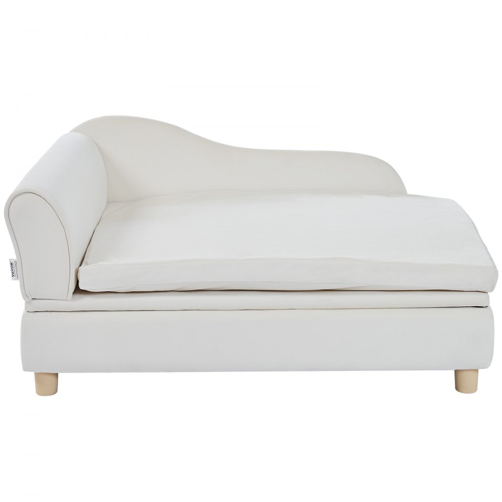 VEVOR Divano per Animali Domestici 910 x 585 x 415 mm Divano per Cani Gatti di Taglia Grande, Divano Letto per Cani Morbido Vellutato, Divano per Cani Gatti Domestici Capacità di Carico 50 kg Bianco