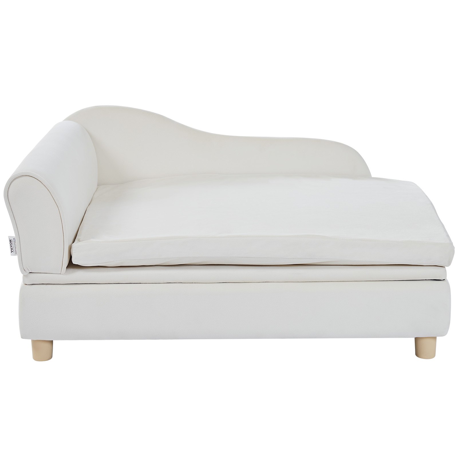 VEVOR Divano per Animali Domestici 910 x 585 x 415 mm Divano per Cani Gatti di Taglia Grande, Divano Letto per Cani Morbido Vellutato, Divano per Cani Gatti Domestici Capacità di Carico 50 kg Bianco