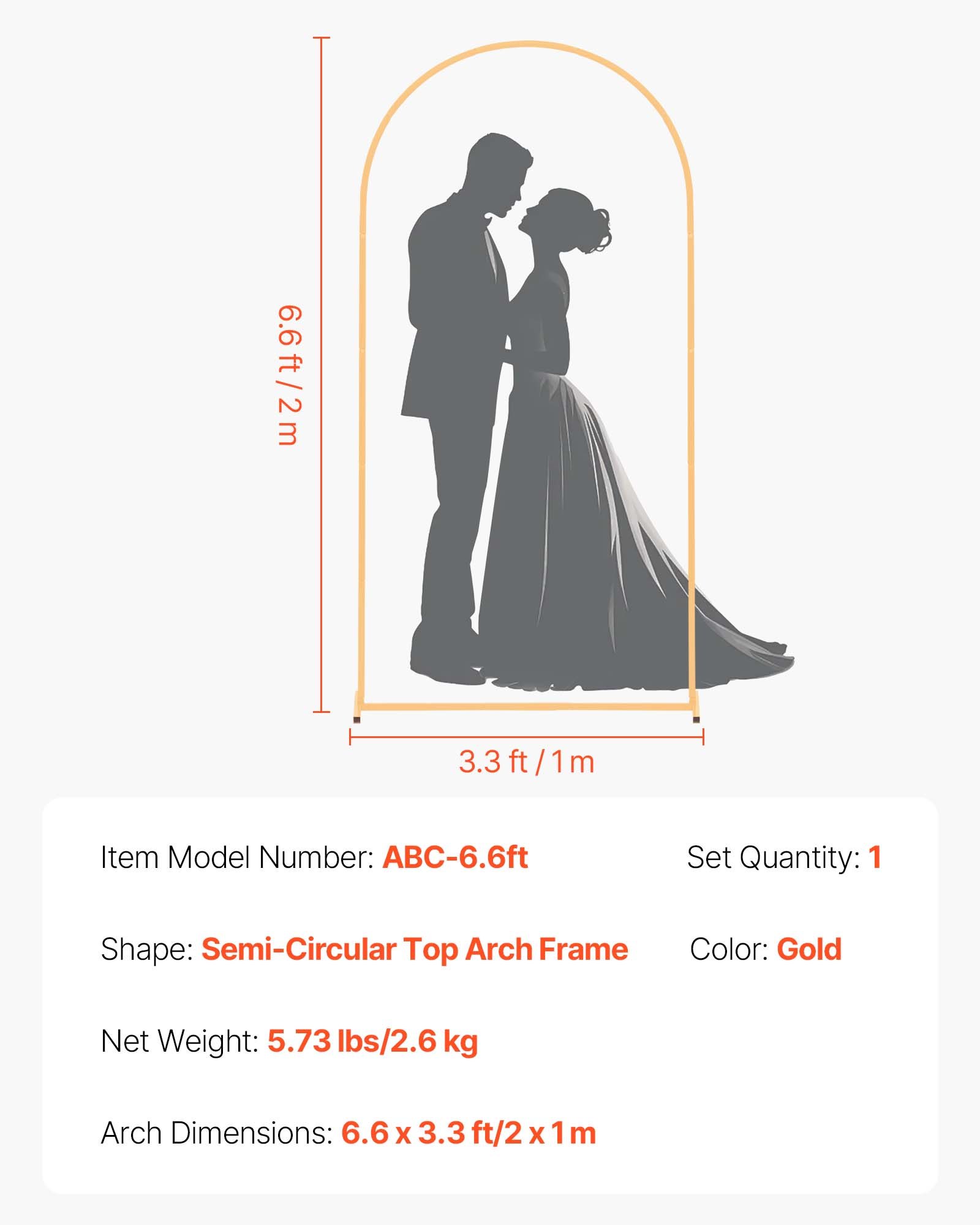 VEVOR Supporto per Fondale ad Arco in Metallo da 2 x 1 m, Struttura Stabile, Facile da Montare, Set di Fondali ad Arco per Feste per Matrimoni, Feste di Compleanno, Decorazioni per Cerimonie