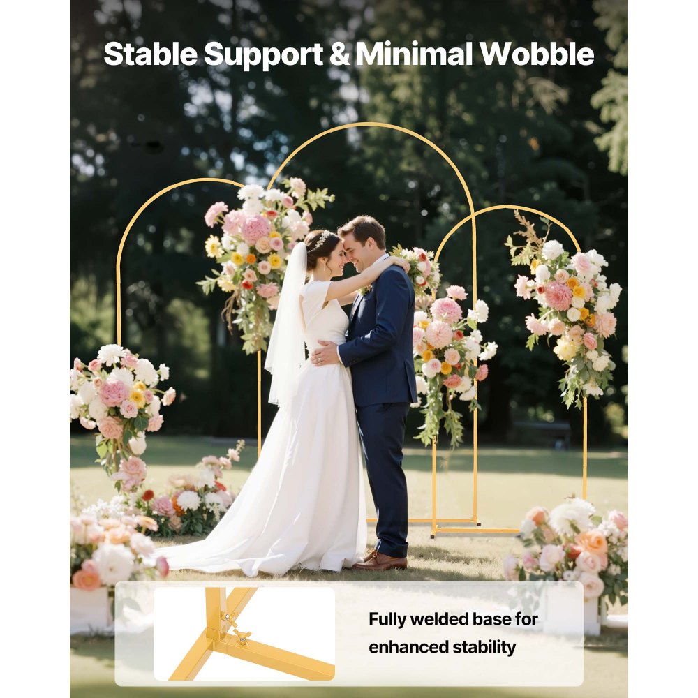 VEVOR Supporto per Fondale ad Arco 2,2 / 2 / 1,8 m, Set da 3, Struttura Stabile, Facile da Montare, Set di Fondali ad Arco per Feste per Matrimoni, Feste di Compleanno, Decorazioni per Cerimonie