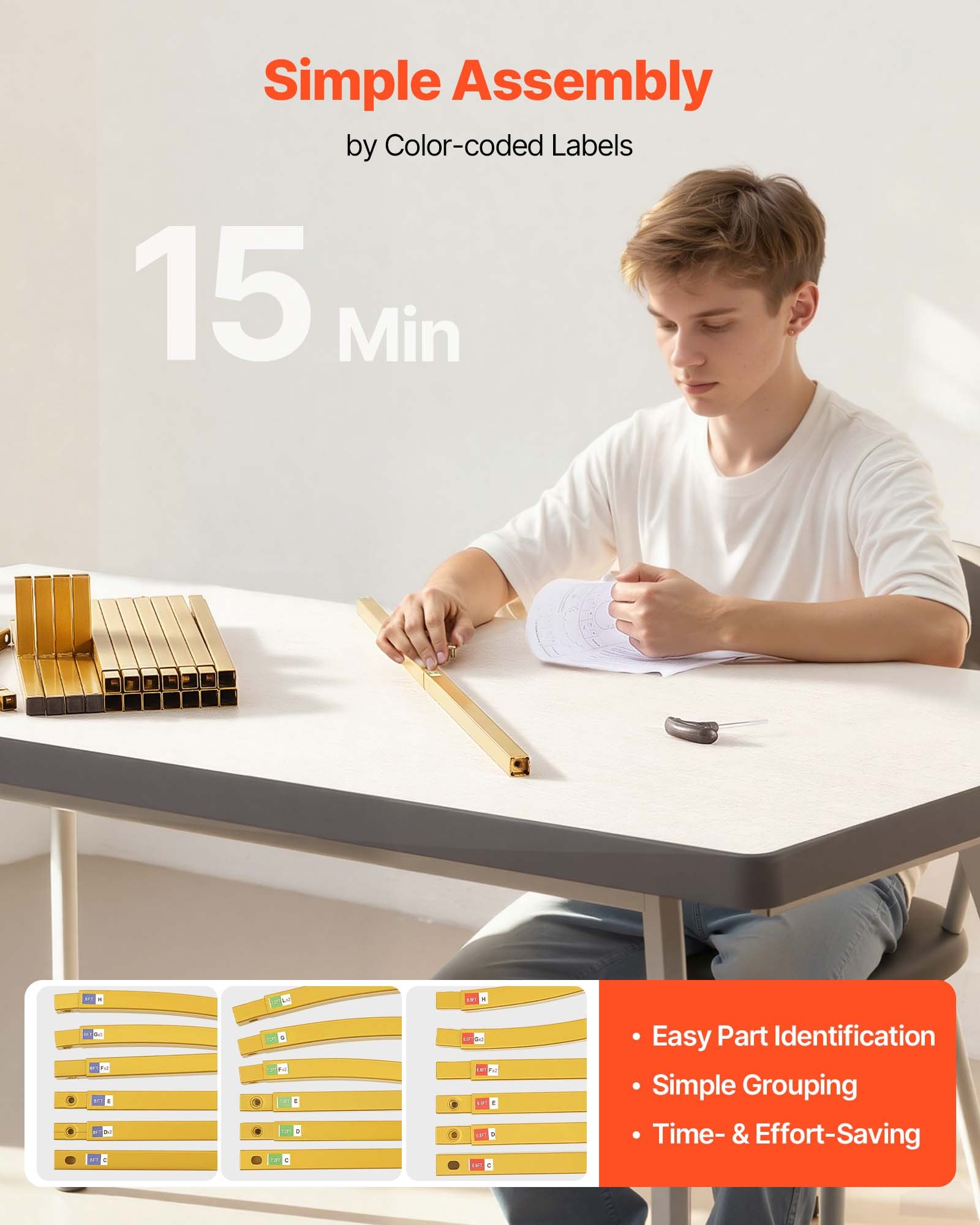 VEVOR Supporto per Fondale ad Arco Set da 3, Struttura Stabile, Facile da Montare, Supporto per Fondale ad Arco in Metallo Dorato per Matrimoni, Feste di Compleanno, Lauree, Feste di Fine Anno