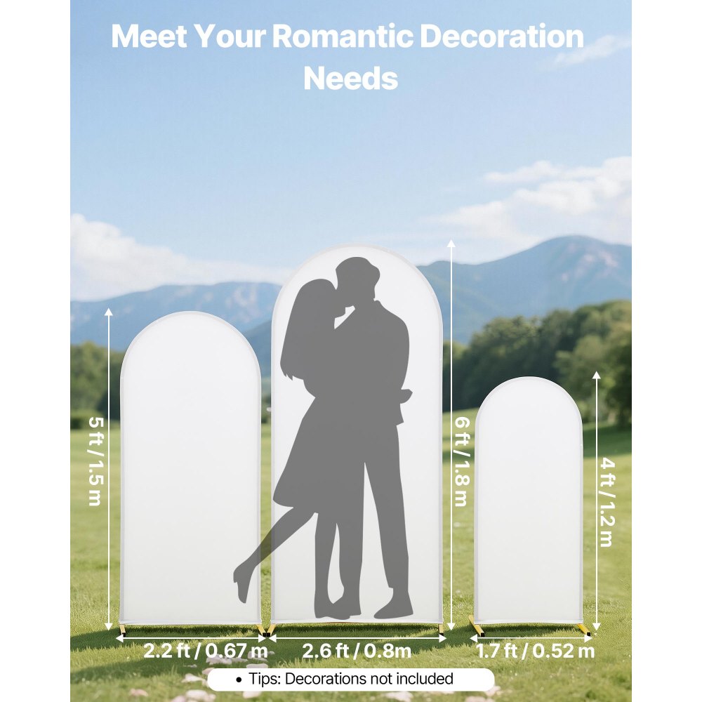 VEVOR Supporto per Fondale ad Arco Set da 3, Struttura Stabile Facile da Montare, Supporto in Metallo per Arco di Nozze con Copertura, per Decorazioni di Matrimoni, Feste di Compleanno, Celebrazioni