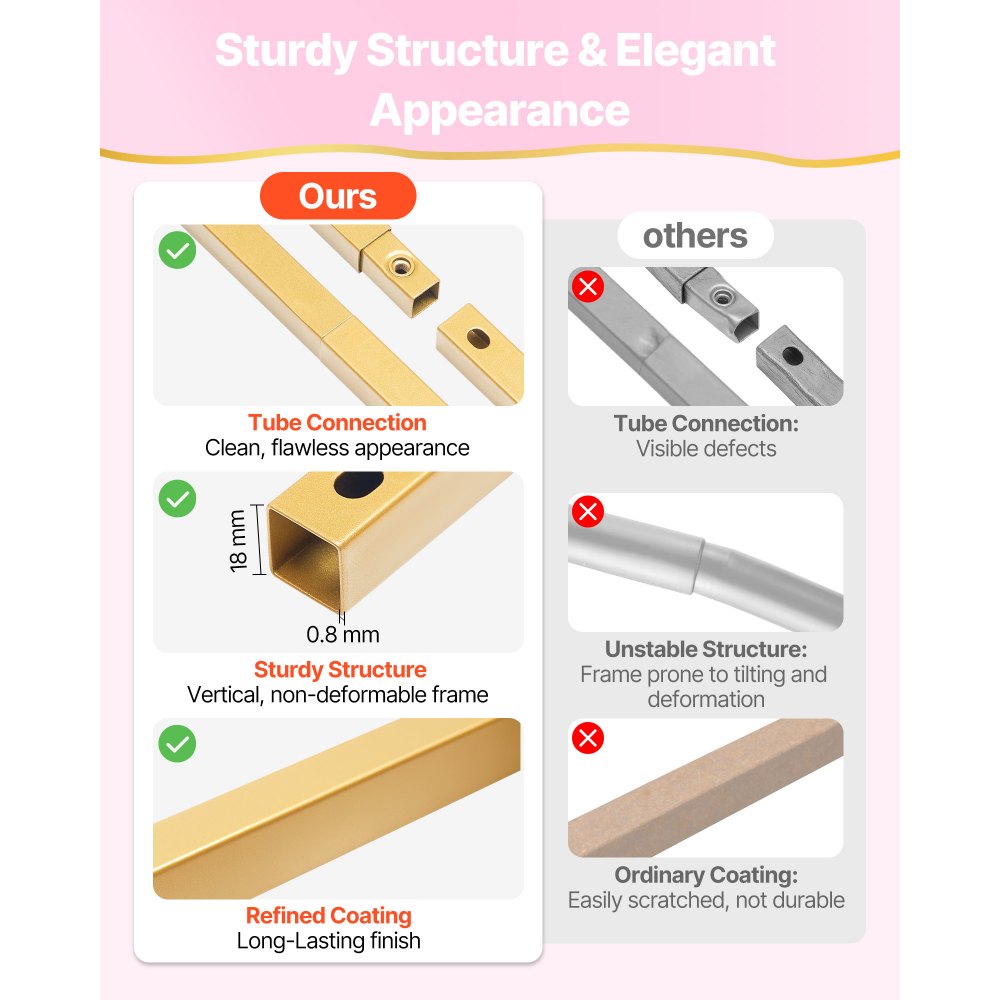 VEVOR Supporto per Fondale ad Arco Set da 3, Struttura Stabile Facile da Montare, Supporto in Metallo per Arco di Nozze con Copertura, per Decorazioni di Matrimoni, Feste di Compleanno, Celebrazioni