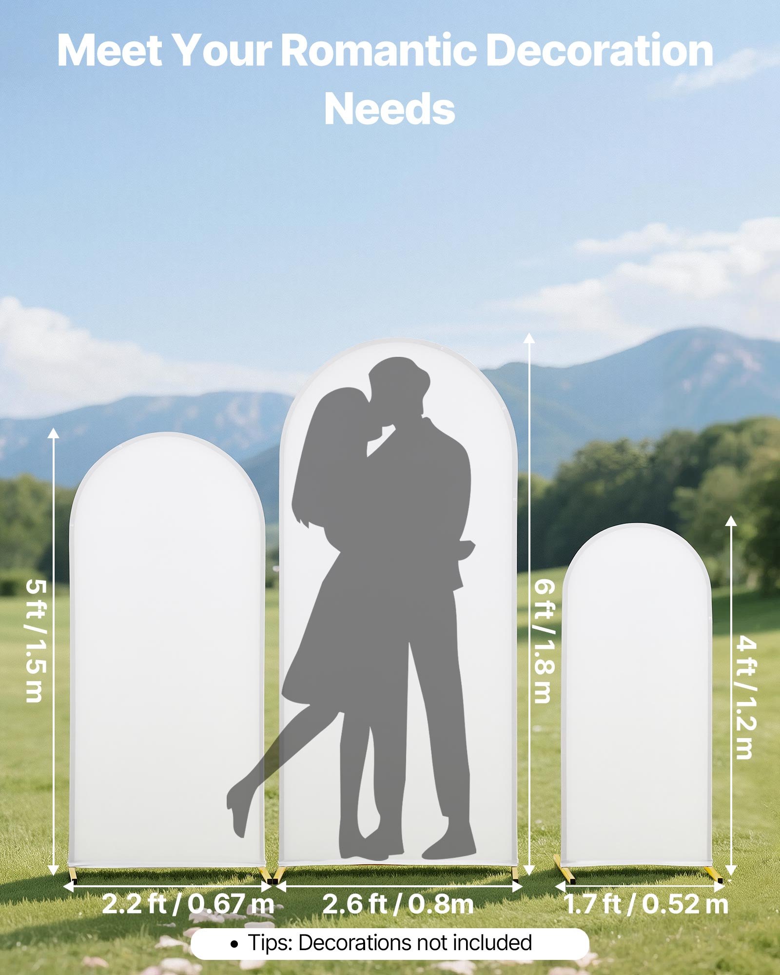 VEVOR Supporto per Fondale ad Arco Set da 3, Struttura Stabile Facile da Montare, Supporto in Metallo per Arco di Nozze con Copertura, per Decorazioni di Matrimoni, Feste di Compleanno, Celebrazioni