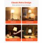 VEVOR Lampada da Tavolo Senza Fili 2 Pezzi con Paralume in Tessuto Batteria Ricaricabile Integrata da 5200 mAh, Lampada da Scrivania Dimmerabile 3 Livelli per Camera da Letto, Comodino, Nero