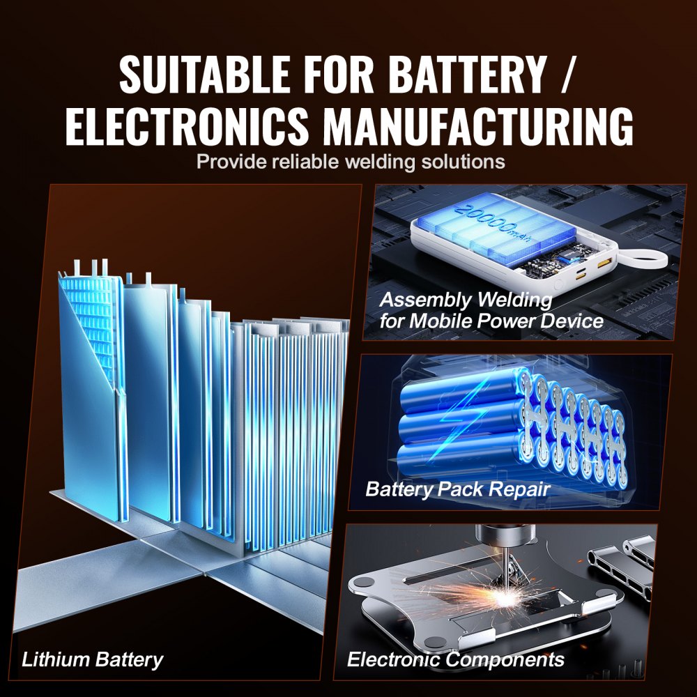 VEVOR Cordless Spot Welder, 737G Pulse Spot Welder, Portable High-Performance Cordless Welding and Soldering Station with 2 Welding Modes and LED Lighting for 0.12 mm Pure Nickel, 18650/14500 Battery