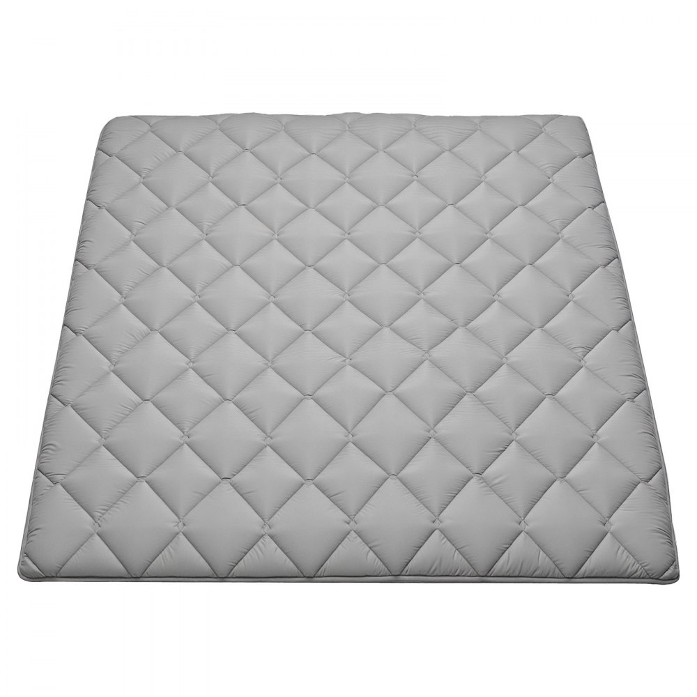 VEVOR Materasso Futon Giapponese da 2032 x 1524 x 89 mm, Tatami Pieghevole Queen Size, con Borsa Portaoggetti e Accessori di Montaggio, Materassino a 9 Strati per Meditazione Yoga, Grigio