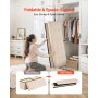 VEVOR Panca Contenitore Pieghevole Panca a Fine Letto Carico 299,37 kg con Tasche Laterali Contenitore Imbottito Pieghevole, Pouf da Letto in Lino con Ampio Spazio per Soggiorno, Beige