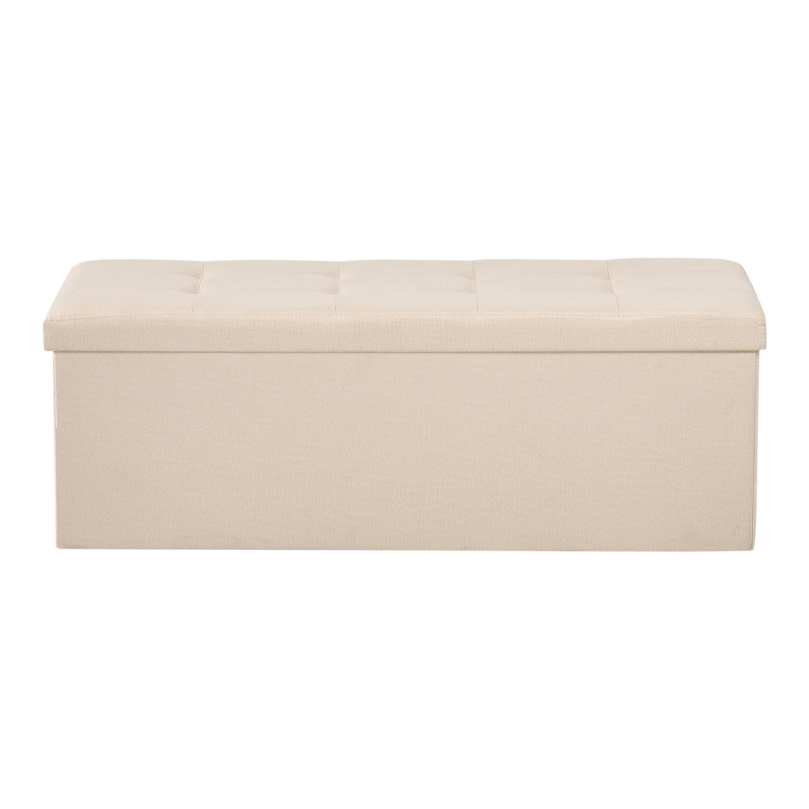 VEVOR Panca Contenitore Pieghevole Panca a Fine Letto Carico 299,37 kg con Tasche Laterali Contenitore Imbottito Pieghevole, Pouf da Letto in Lino con Ampio Spazio per Soggiorno, Beige