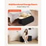 VEVOR Panca Contenitore Ovale Cassapanca Portaoggetti Pouf Organizzatore Contenitore Carico 299,37 kg per Letto con Ampio Spazio di Stoccaggio, per Camera da Letto, Ingresso, Nero, Ovale