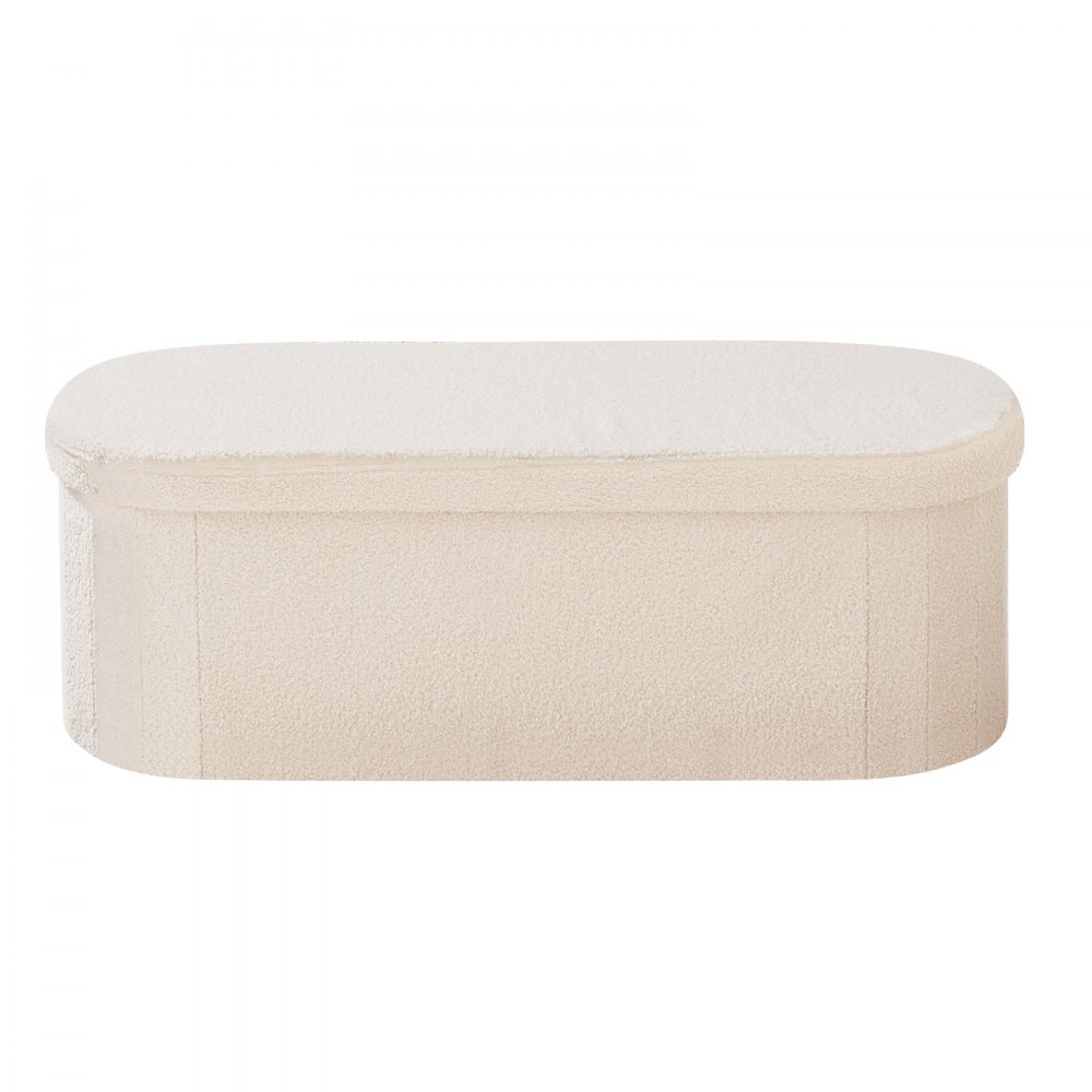 VEVOR Panca Contenitore Ovale Cassapanca Portaoggetti Panca Pieghevole Imbottita Carico 299,37 kg per Letto con Ampio Spazio di Stoccaggio, per Soggiorno, Ingresso, Camera da Letto, Beige