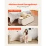 VEVOR Panca Contenitore Ovale Cassapanca Portaoggetti Panca Pieghevole Imbottita Carico 299,37 kg per Letto con Ampio Spazio di Stoccaggio, per Soggiorno, Ingresso, Camera da Letto, Beige