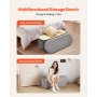 VEVOR Panca Contenitore Ovale Cassapanca Pieghevole Panca Pieghevole Imbottita Carico max. 299,37 kg per Letto con Ampio Spazio di Stoccaggio per Soggiorno, Camera da Letto, Ingresso, Grigio