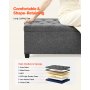 VEVOR Panca Contenitore, Panca con Bottoni Trapuntati e Tasche Laterali, Contenitore Imbottito Ribaltabile con Struttura in Metallo, Pouf da Letto in Lino per Soggiorno, Camera da Letto, Grigio