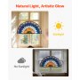 VEVOR Pannello per Finestra in Vetro Colorato 913 x 465 mm Decorazione per Finestre in Vetro Colorato Semicircolare con Catena, Artigianato Tradizionale Vintage per Decorazione della Casa