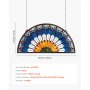 VEVOR Pannello per Finestra in Vetro Colorato 913 x 465 mm Decorazione per Finestre in Vetro Colorato Semicircolare con Catena, Artigianato Tradizionale Vintage per Decorazione della Casa