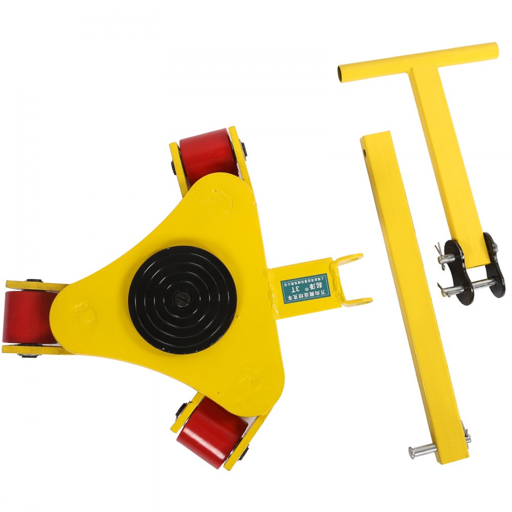 VEVOR Transpallet Manuale 3T, Carello Mobile in Acciaio con 3 Rulli Girevoli in PU e Asta di Spinta Rotazione di 360 Gradi, Carro per Trasporto di Oggetto Grande e Pesante