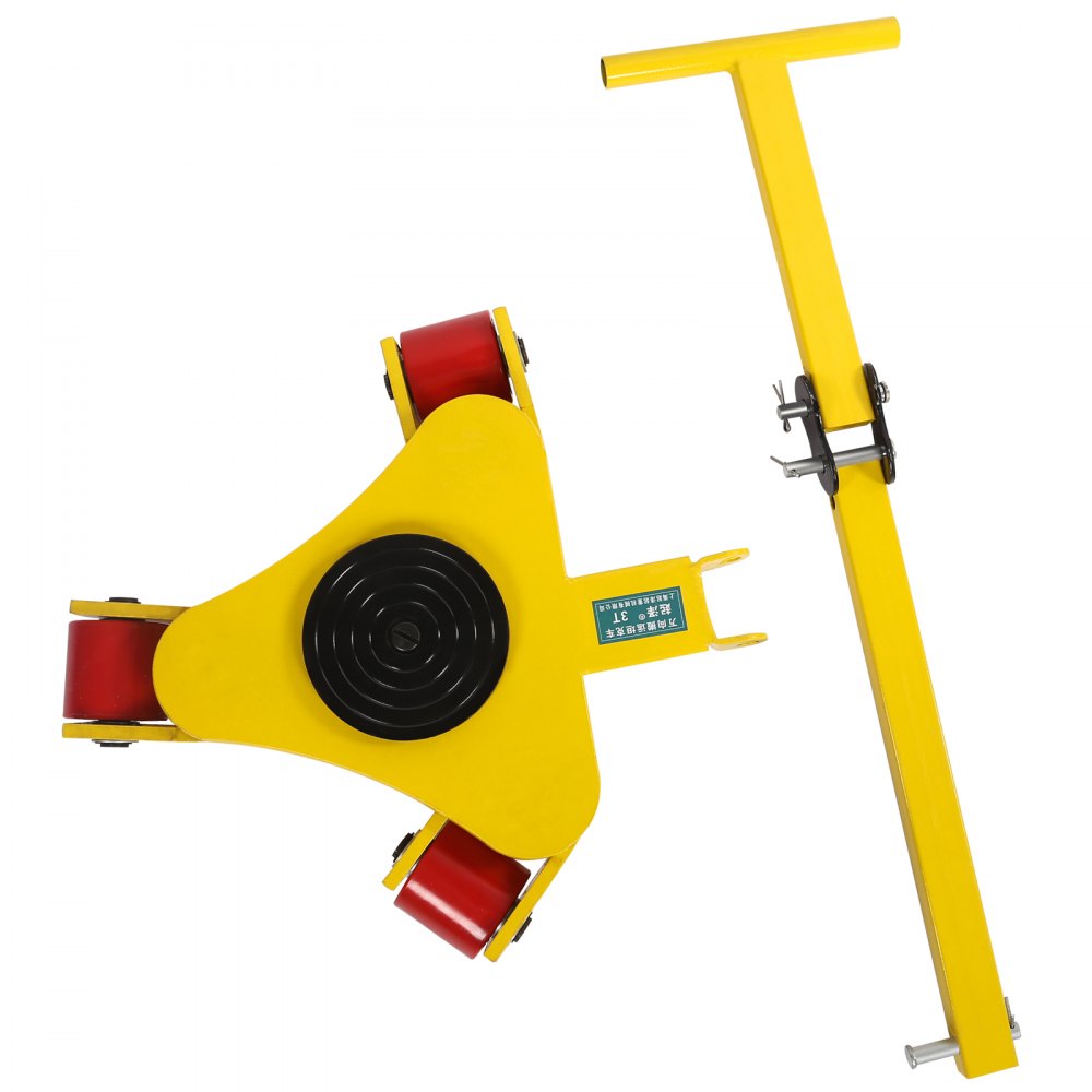 VEVOR Transpallet Manuale 3T, Carello Mobile in Acciaio con 3 Rulli Girevoli in PU e Asta di Spinta Rotazione di 360 Gradi, Carro per Trasporto di Oggetto Grande e Pesante