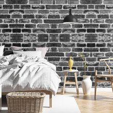 VEVOR Carta da Parati Adesiva Decorativa 45 cm x 10 m, Rotolo di Carta da Parati Autoadesiva in Vinile, Impermeabile, per Rivestimenti Murali, Camere da Letto, Cucine, Mattoni Grigi