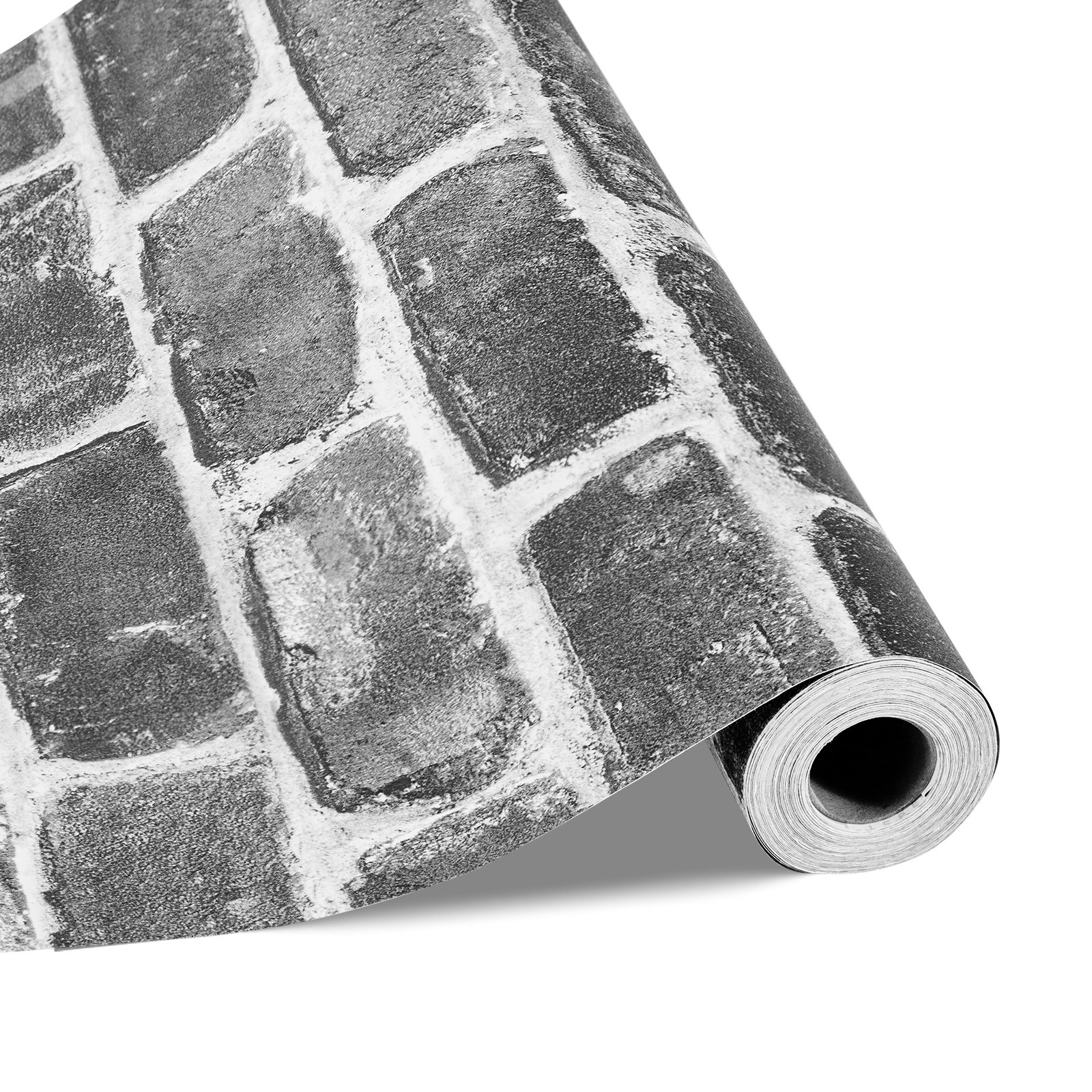 VEVOR Carta da Parati Adesiva Decorativa 45 cm x 10 m, Rotolo di Carta da Parati Autoadesiva in Vinile, Impermeabile, per Rivestimenti Murali, Camere da Letto, Cucine, Mattoni Grigi