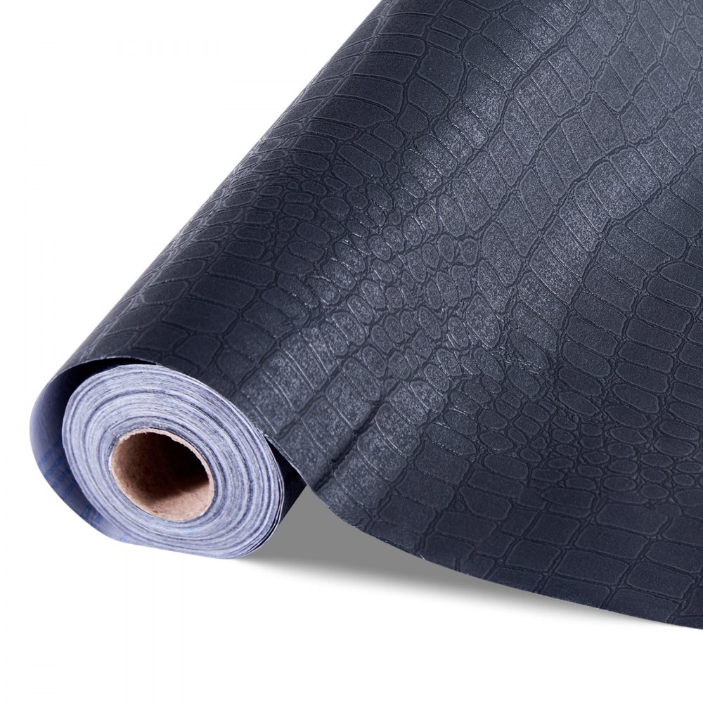 VEVOR Carta da Parati Adesiva Decorativa 40 cm x 10 m, Rotolo di Carta da Parati Autoadesiva in Vinile, Impermeabile, per Rivestimenti Murali, Camere da Letto, Cucine, Uffici, Colore Nero