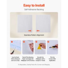 VEVOR Carta da Parati Adesiva Decorativa 45 cm x 10 m, Rotolo di Carta da Parati Autoadesiva in Vinile, Impermeabile, per Rivestimenti Murali, Camere da Letto, Cucine, Uffici, Colore Legno Bianco