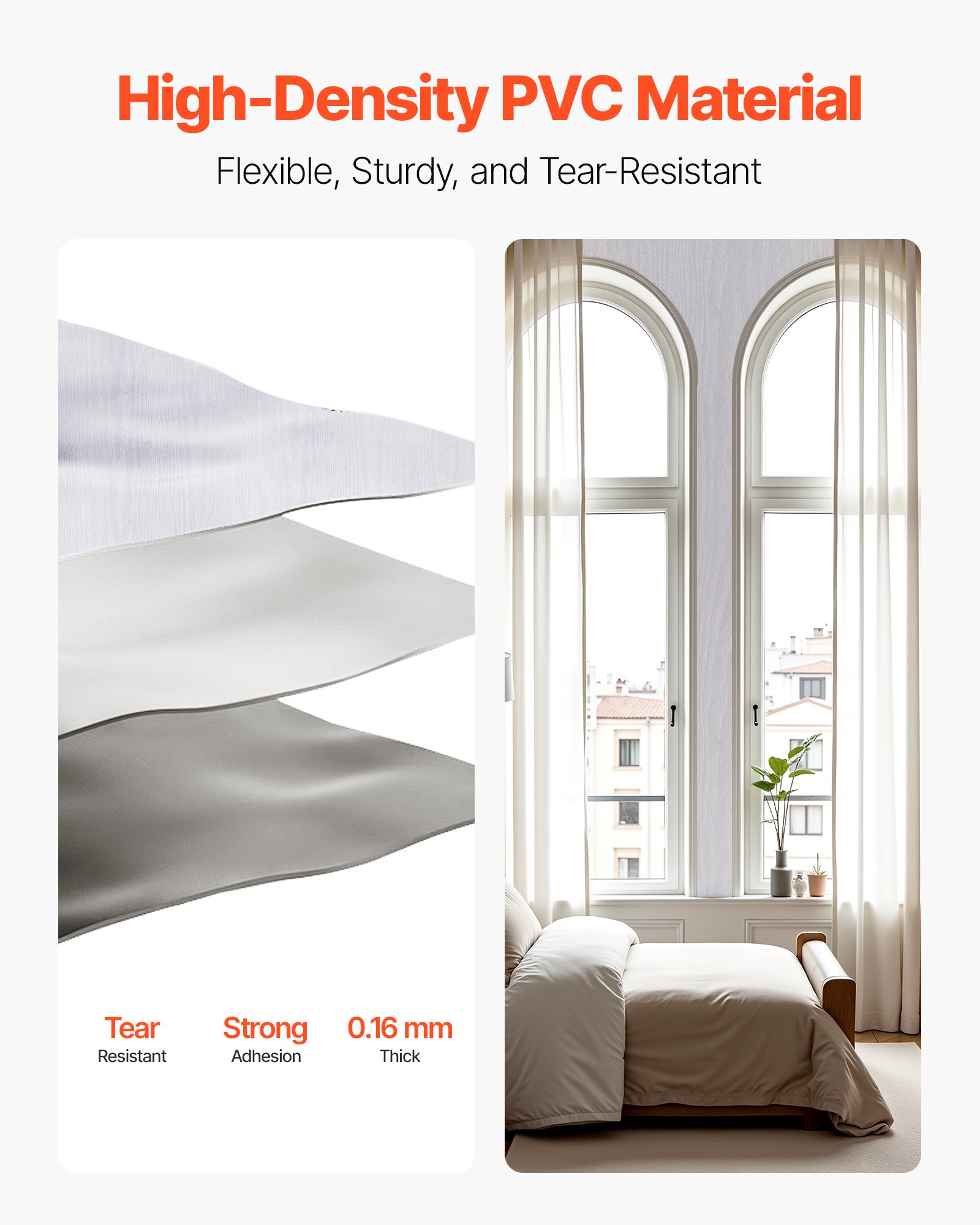 VEVOR Carta da Parati Adesiva Decorativa 45 cm x 10 m, Rotolo di Carta da Parati Autoadesiva in Vinile, Impermeabile, per Rivestimenti Murali, Camere da Letto, Cucine, Uffici, Colore Legno Bianco