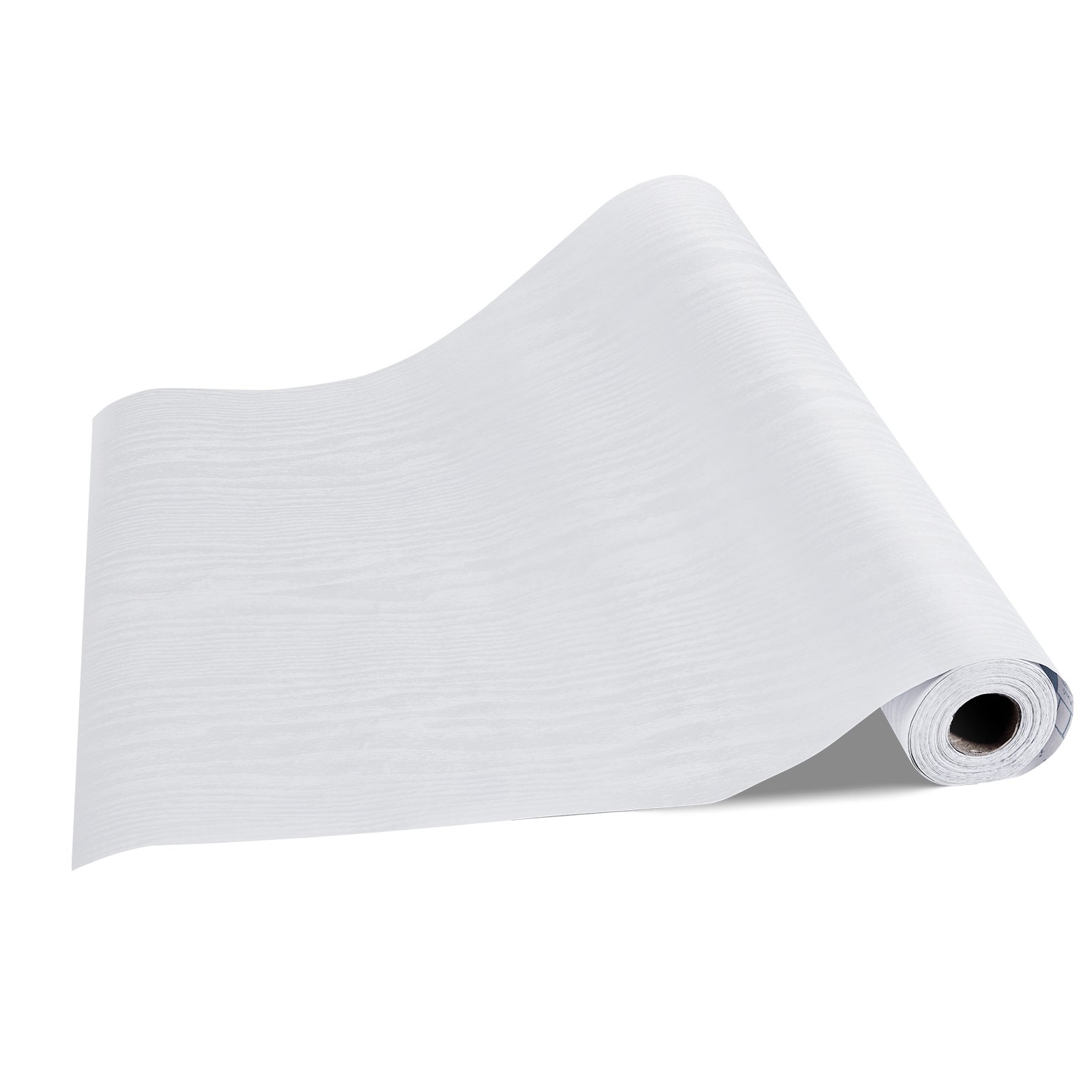 VEVOR Carta da Parati Adesiva Decorativa 45 cm x 10 m, Rotolo di Carta da Parati Autoadesiva in Vinile, Impermeabile, per Rivestimenti Murali, Camere da Letto, Cucine, Uffici, Colore Legno Bianco