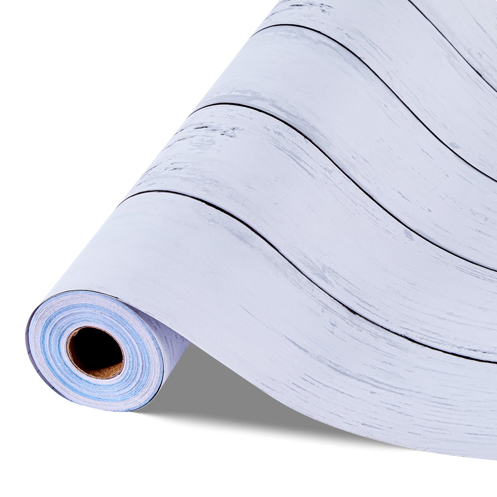 VEVOR Carta da Parati Adesiva Decorativa 45 cm x 12 m, Rotolo di Carta da Parati Autoadesiva in Vinile, Impermeabile, per Rivestimenti Murali, Camere da Letto, Cucine, Uffici, Colore Legno Bianco