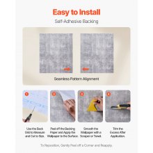 VEVOR Carta da Parati Adesiva Decorativa 40 cm x 15 m, Rotolo di Carta da Parati Autoadesiva in Vinile, Impermeabile, per Rivestimenti Murali, Camere da Letto, Cucine, Uffici, Colore Grigio Scuro