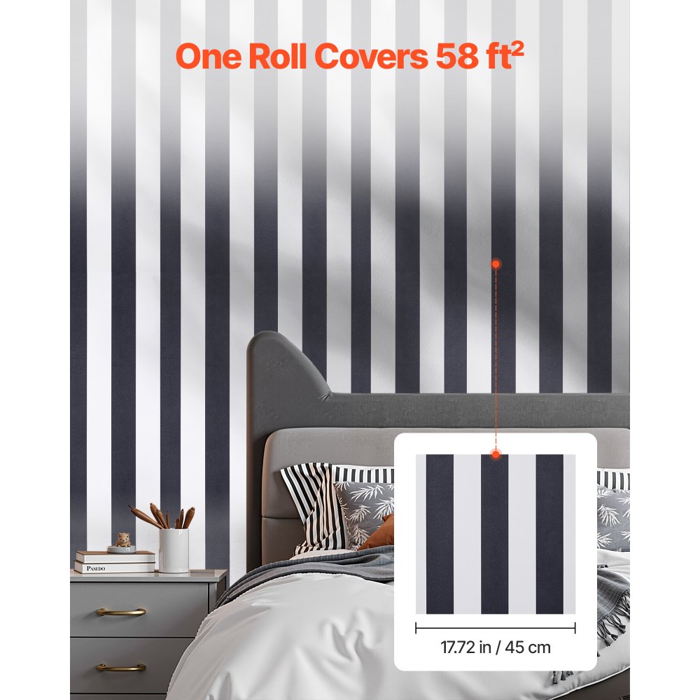 VEVOR Carta da Parati Adesiva Decorativa 45 cm x 15 m, Rotolo di Carta da Parati Autoadesiva in Vinile, Impermeabile, per Rivestimenti Murali, Camere da Letto, Cucine, Uffici, Motivo Geometrico