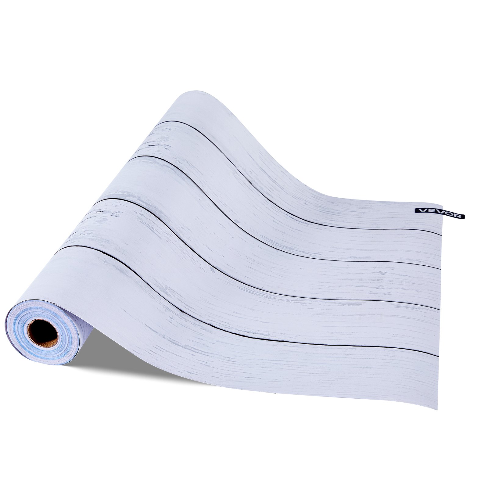 VEVOR Carta da Parati Adesiva Decorativa 45 cm x 15 m, Rotolo di Carta da Parati Autoadesiva in Vinile, Impermeabile, per Rivestimenti Murali, Camere da Letto, Cucine, Uffici, Colore Legno Bianco