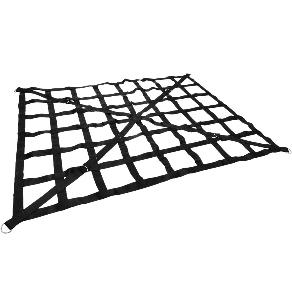 VEVOR Rete di Carico per Tetto da Auto 168x128 cm Griglia di Carico per Cassone di Camioncino con Fibbie a Camma Ganci a S Cinghia Incrociata Griglia Portapacchi per Rimorchio SUV