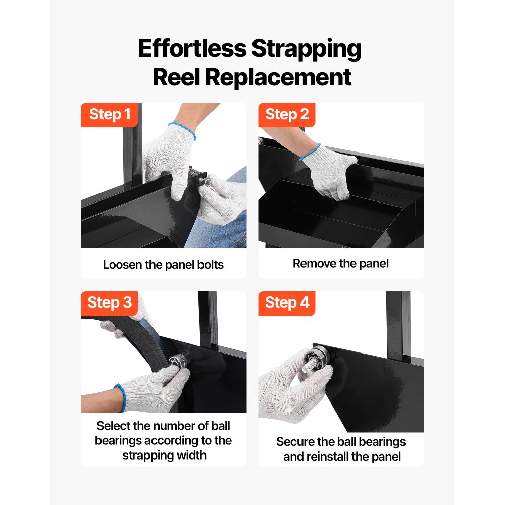 VEVOR Banding Strapping Cart, Fit for Steel Strapping Coils with 600 mm Core Outer Size, Heavy Duty Strapping Dispenser with Rubber Wheels, Suitable for Factory, Warehouse, Loading Area