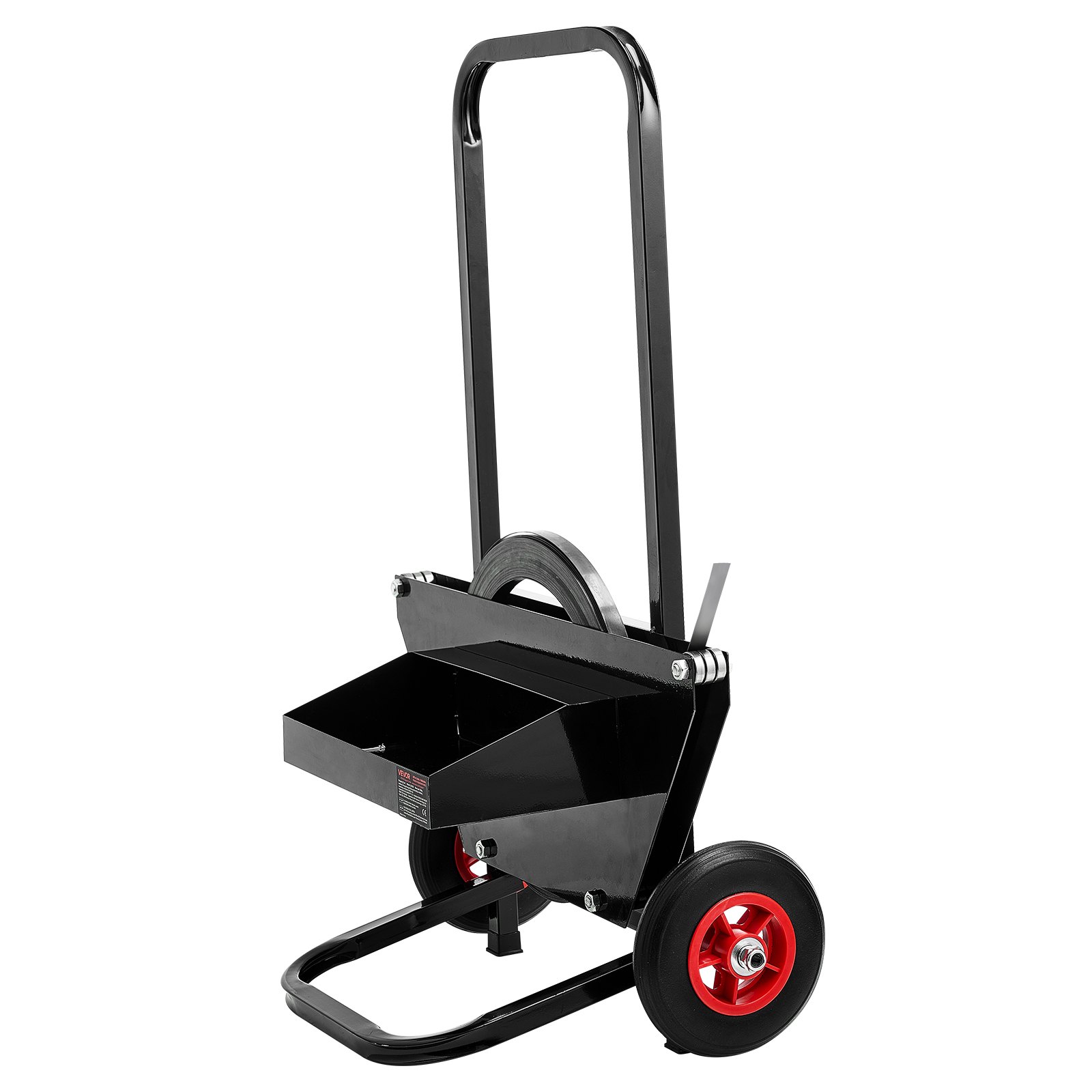 VEVOR Carrello per Reggiatura, per Bobine di Reggette in Acciaio con Diametro Esterno del Nucleo di 600 mm, Distributore di Reggette con Ruote in Gomma, per Fabbriche, Magazzini, Aree di Carico