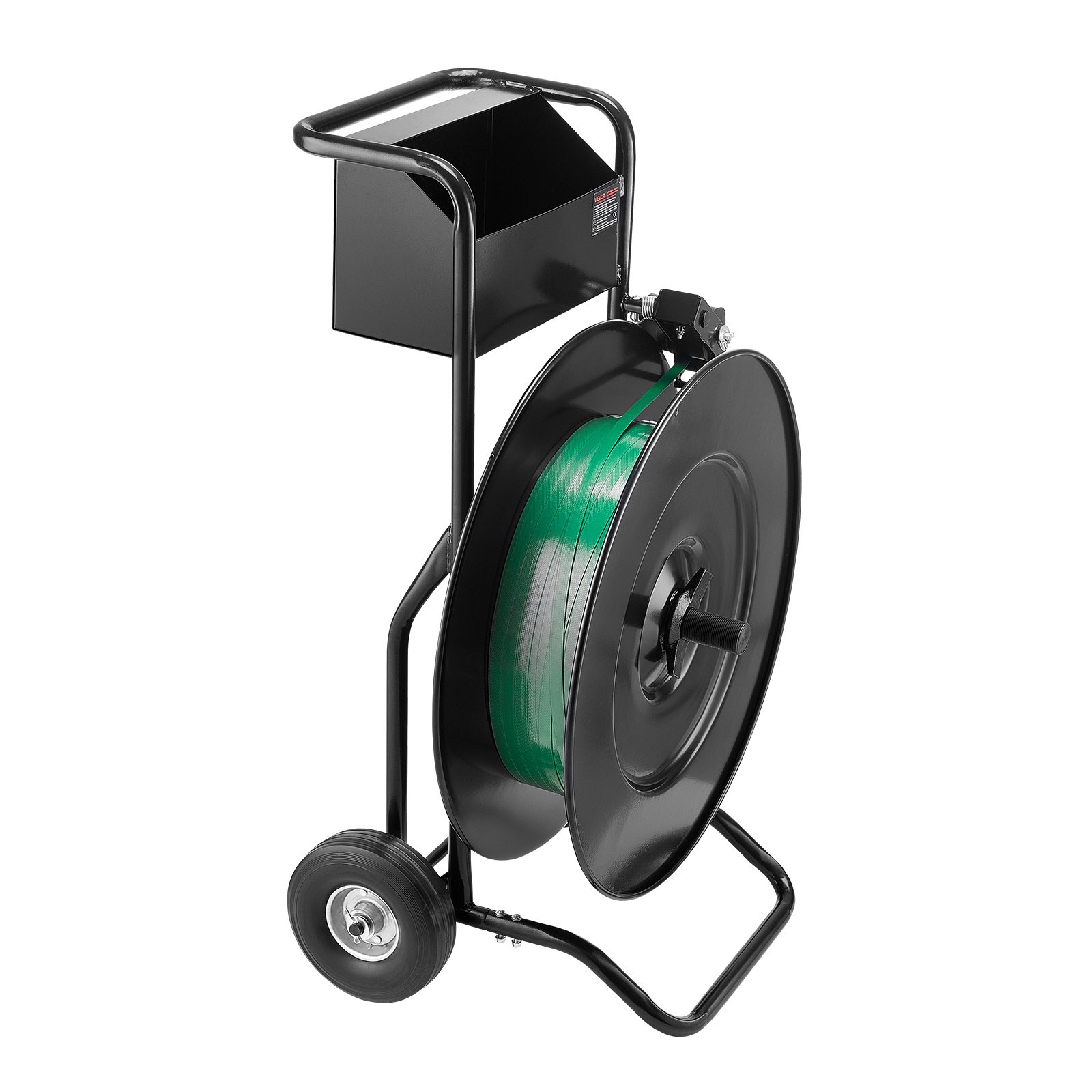 VEVOR Carrello per Reggiatura, per Bobine di Reggette in PET/PP/Acciaio con Dimensioni del Nucleo di 20,3/40,6 cm, Distributore di Reggette Dotato di Freno a Tamburo, Vassoio Integrato