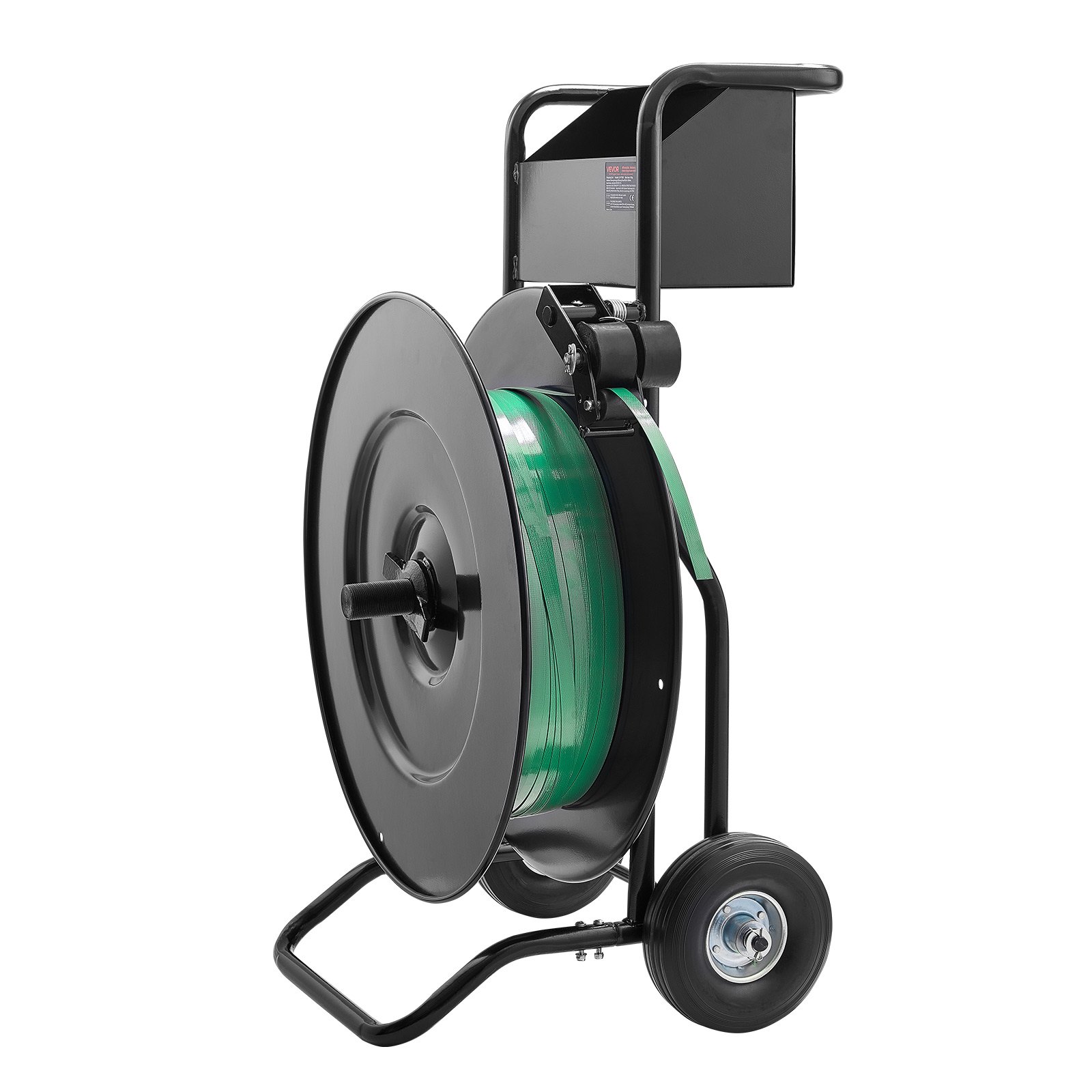 VEVOR Carrello per Reggiatura, per Bobine di Reggette in PET/PP/Acciaio con Dimensioni del Nucleo di 20,3/40,6 cm, Distributore di Reggette Dotato di Freno a Tamburo, Vassoio Integrato