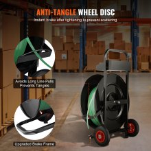VEVOR Carrello per Reggia, Rotoli di Reggia in PET/PP/Fibra/Acciaio, Carrello Rinforzato per Reggiatura, con Diametro del Nucleo 203 mm o 406 mm Distributore di Reggia, Dotato di Rulli Anti-retrazione