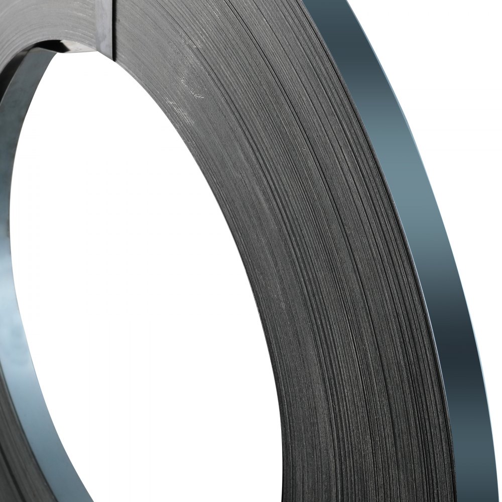 VEVOR Rotolo di Reggia per Imballaggio in Acciaio, 500 m x 19 mm x 0,55 mm Reggia Metallica Portatile Resistente, Resistenza alla Rottura 770 kg Rotolo per Reggia per Pallet per Carichi Pesanti, Nero