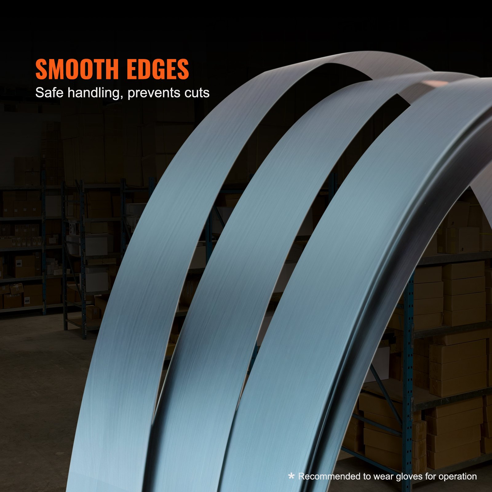 VEVOR Rotolo di Reggia per Imballaggio in Acciaio, 500 m x 19 mm x 0,55 mm Reggia Metallica Portatile Resistente, Resistenza alla Rottura 770 kg Rotolo per Reggia per Pallet per Carichi Pesanti, Nero