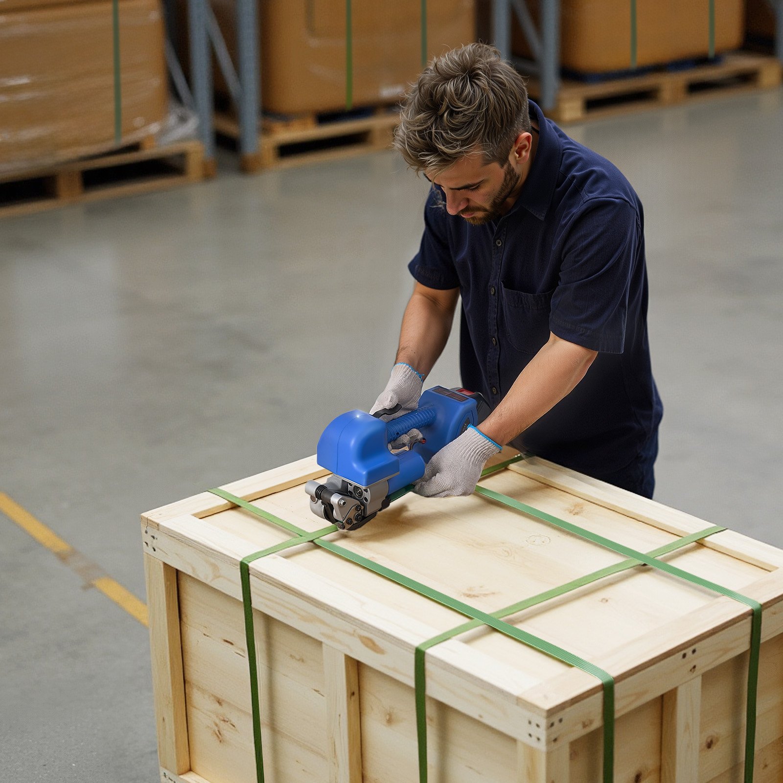 VEVOR Reggiatrice Elettrica, 2 Batterie da 4000 mAh, Strumento di Reggiatura Automatico con Display Digitale per Reggette Larghe 10-19 mm, Macchina Tenditrice per Pallet di Scatole di Imballaggio