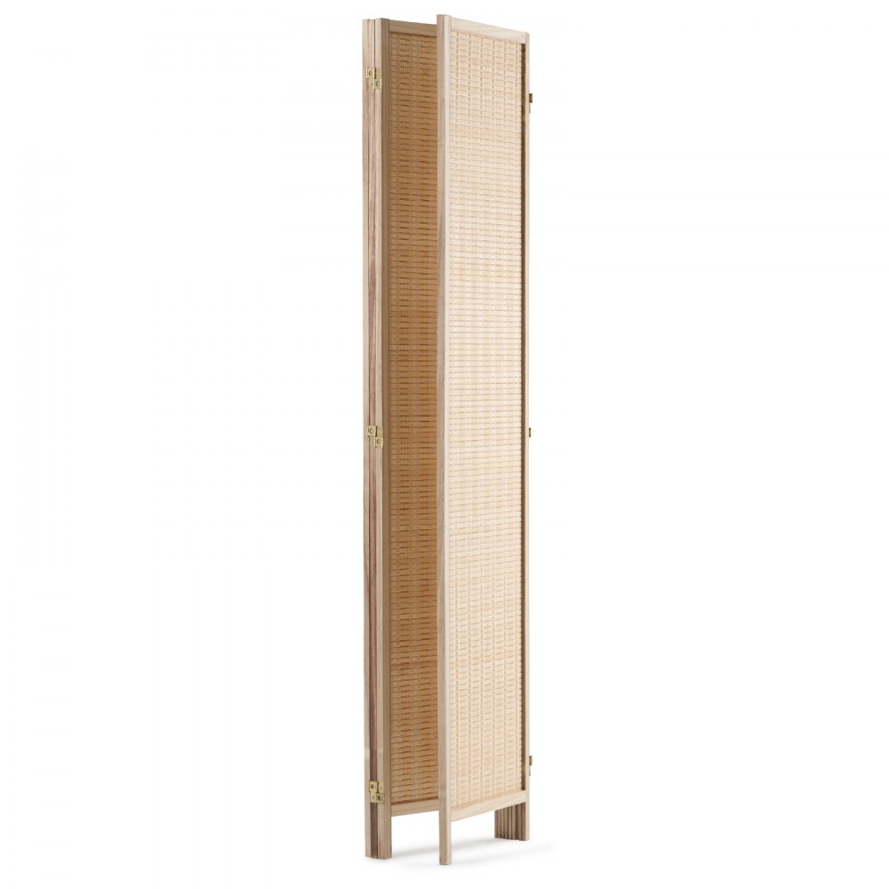 VEVOR Room Divider with 4 Panels, Handwoven Bamboo Privacy Screen, Foldable Room Divider with Hinges, Portable & Freestanding Room Divider for Room Partitioning, Living Room, Bedroom, Natural