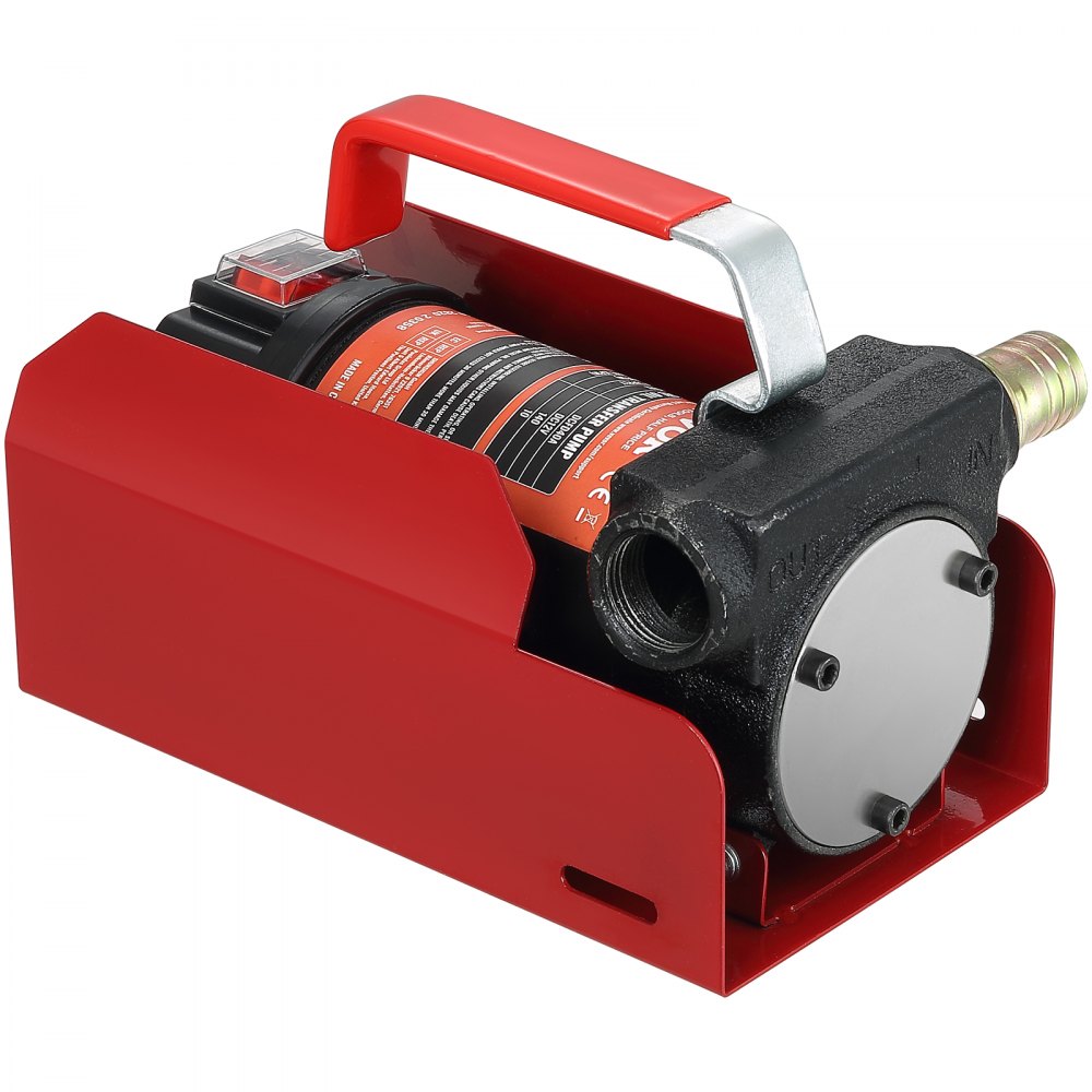 VEVOR Pompa Travaso per Diesel CC12V Portata 37,8L/min Portatile per Trasferimento Carburante nell'Officina, Pompa per Trasferimento del Diesel Cherosene Prevalenza Max. 8m in Lega di Alluminio Ghisa