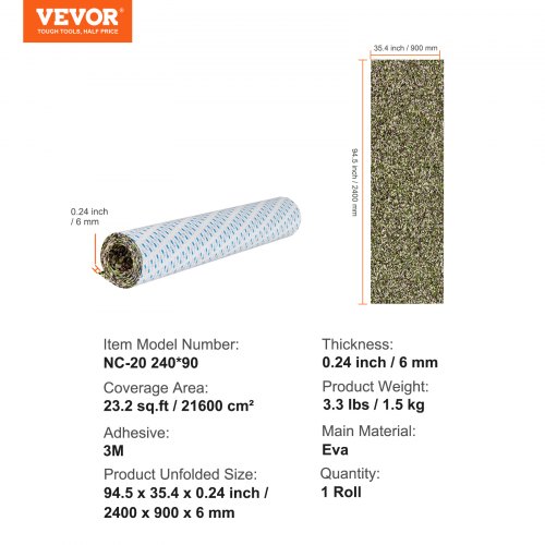 VEVOR Pavimento per Barca in Schiuma EVA 2400 x 600 mm, Pavimento