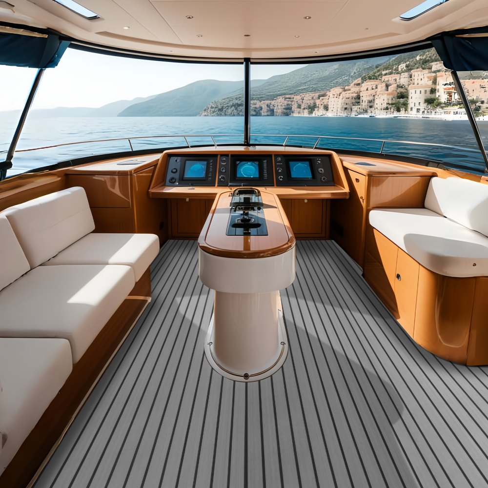 VEVOR Pavimento per Barca in Schiuma EVA Coperta per Barca 2400x900x6mm Pavimento Autoadesivo Antiscivolo 21600cm² Tappeto Marino per Barche Yacht Pontoni Coperte per Kayak