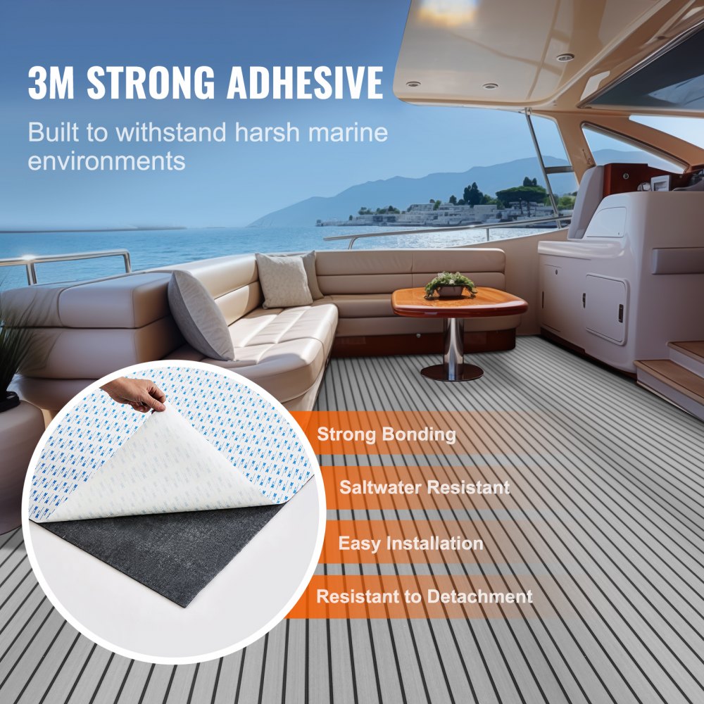 VEVOR Pavimento per Barca in Schiuma EVA Coperta per Barca 2400x900x6mm Pavimento Autoadesivo Antiscivolo 21600cm² Tappeto Marino per Barche Yacht Pontoni Coperte per Kayak